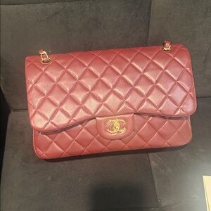 CHANEL Burgundy Quilted Shoulder Bag